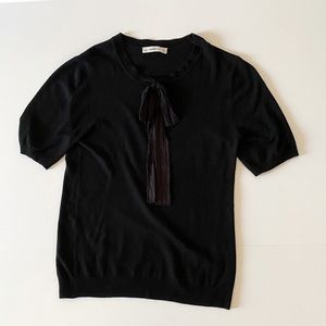 Black Zara Top with Linen Bow